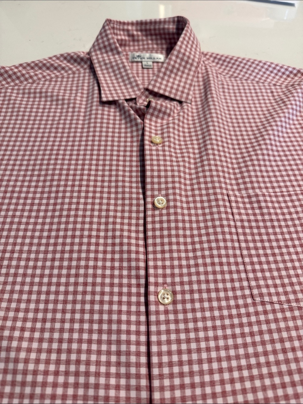 Peter Millar Men's Pink Gingham Button-Down Dress Shirt